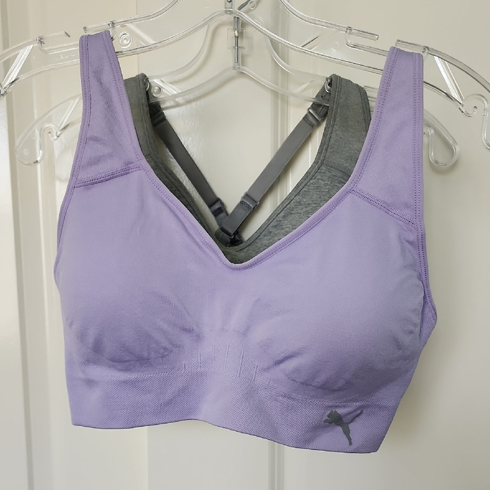 Puma Women's Lavender & Gray Sports Bras 2 Pcs